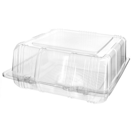 Embalagem Tampa Bisagra PET Pasteleria 18x18x8cm (220 Uds)