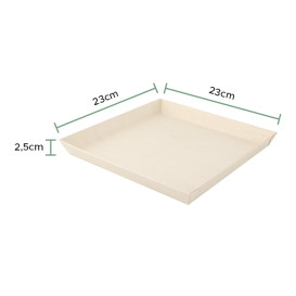 Prato Quadrado de Madeira 23x23x2,5cm 1250ml (25 Uds)