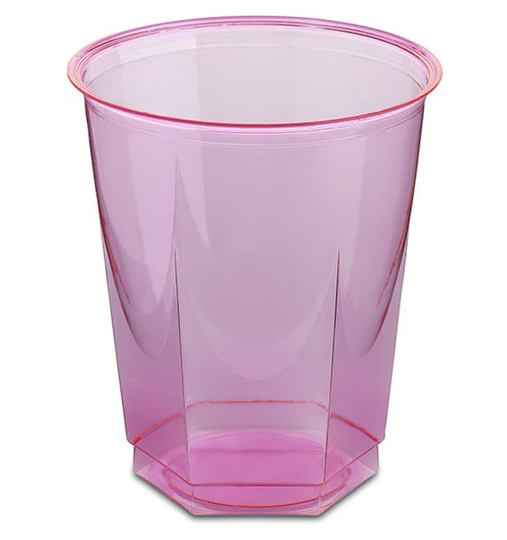 Copo Plastico Hexagonal PS Cristal Fucsia 250ml (250 Uds)