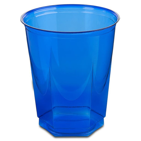 Copo Plastico Hexagonal PS Cristal Azul 250ml (250 Uds)