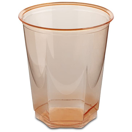 Copo Plastico Hexagonal PS Cristal Laranja 250ml (10 Uds)