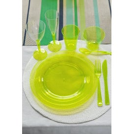 Prato Plastico Rigido Redondo Verde 23cm (6 Uds)