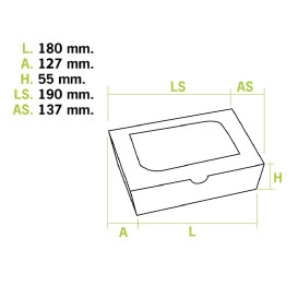 Caixa de Cartão Kraft com Janela 18x12,7x5,5cm 1000ml (25 Uds)