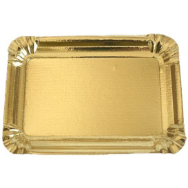 Bandeja de Cartão Rectangular Ouro 10x16 cm (100 Uds)