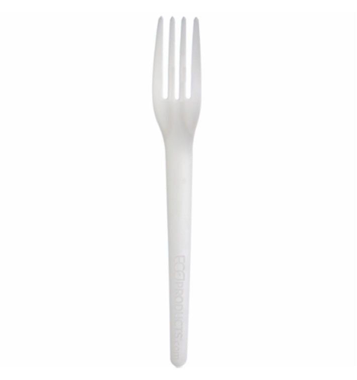 Garfo Compostáveis CPLA Branco 17,0 cm (1.000 Uds)