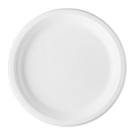 Prato Cana-de-açúcar Bagaço Branco Ø25,3 cm (500 Uds)