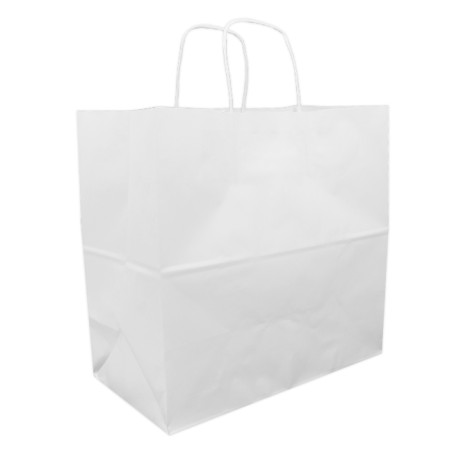 Saco Papel Kraft Branco Asas 90g/m² 32+16x31cm (150 Uds)