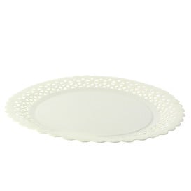 Prato de Cartão Redondo Renda Branco 20 cm (100 Uds)