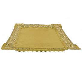 Bandeja de Cartão Renda Ouro 18x25 cm (100 Uds)