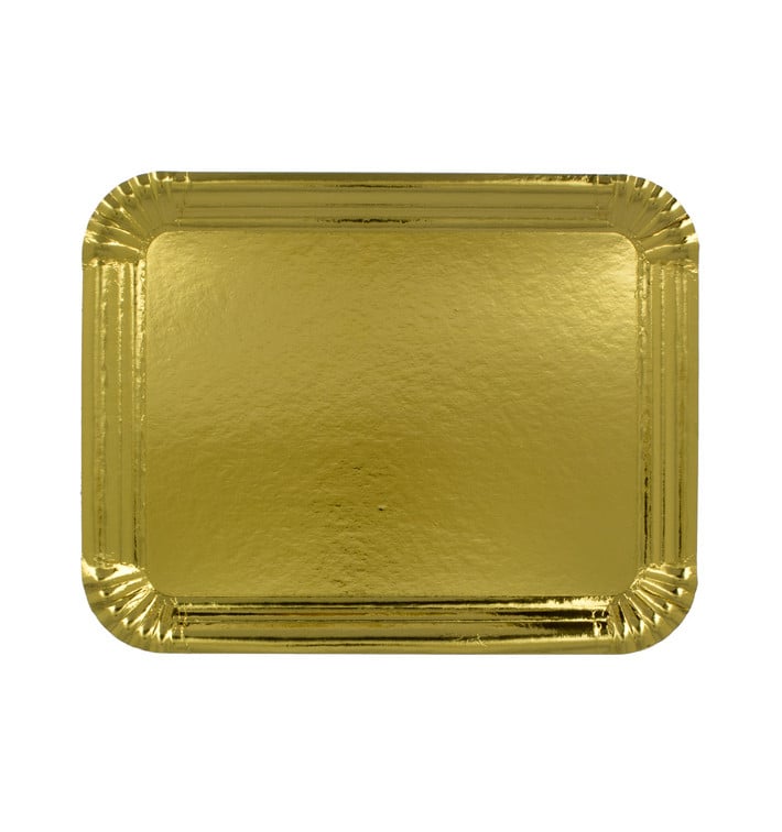 Bandeja de Cartão Rectangular Ouro 12x19 cm (1500 Uds)