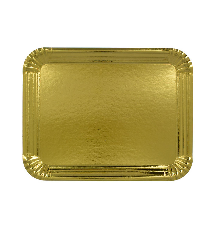 Bandeja de Cartão Rectangular Ouro 10x16 cm (100 Uds)