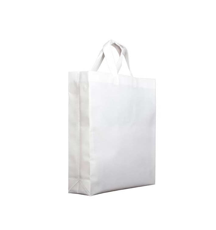 Saco Não Tecido PREMIUM com Asas Curtas Branco 25+10x30cm (25 Uds)