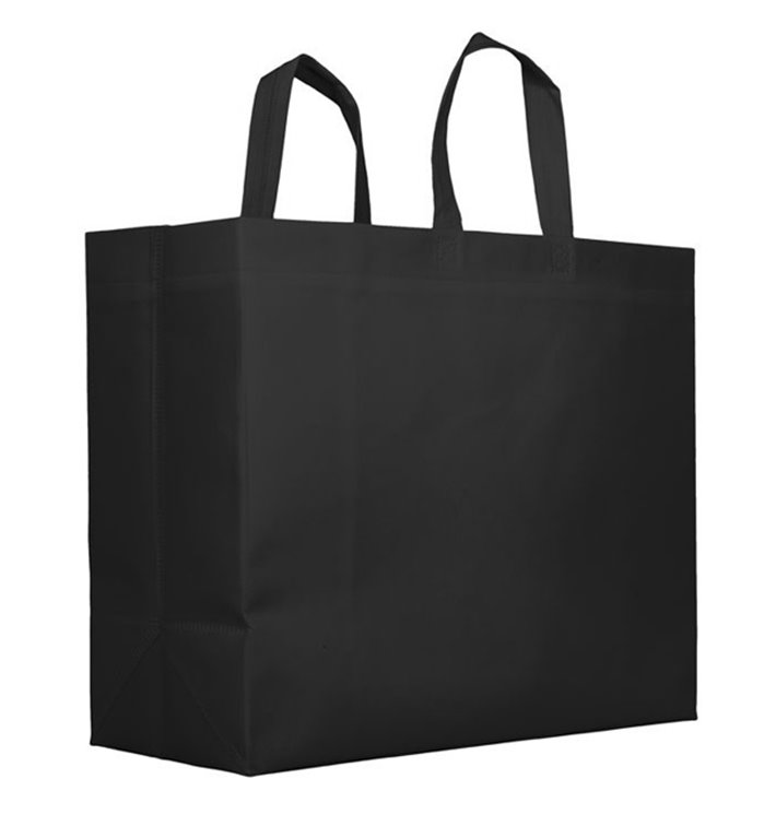 Saco Grande Não Tecido PREMIUM Preto 45+12x40cm (25 Uds)