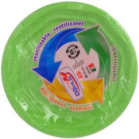 Prato Profundo Rigido Redondo Octogonal Plastico PS Verde Lima Ø220 mm (250 Unidades)