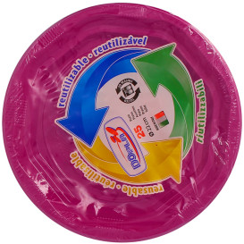 Prato Profundo Plastico PS Redondo Octogonal Fucsia Ø220 mm (250 Unidades)