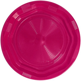 Prato Profundo Plastico PS Redondo Octogonal Fucsia Ø220 mm (250 Unidades)