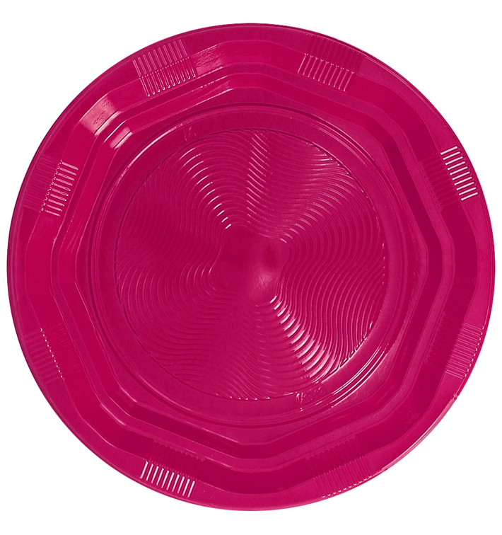 Prato Profundo Plastico PS Redondo Octogonal Fucsia Ø220 mm (250 Unidades)