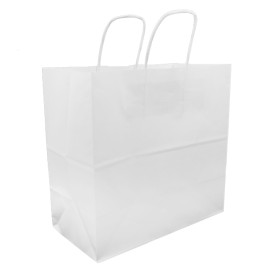 Saco Papel Kraft Branco Asas 100g 27+14x26cm (200 Uds)