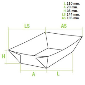 Barqueta Cartolina Kraft-Kraft 11x7x3,5cm 300ml (25 Uds)