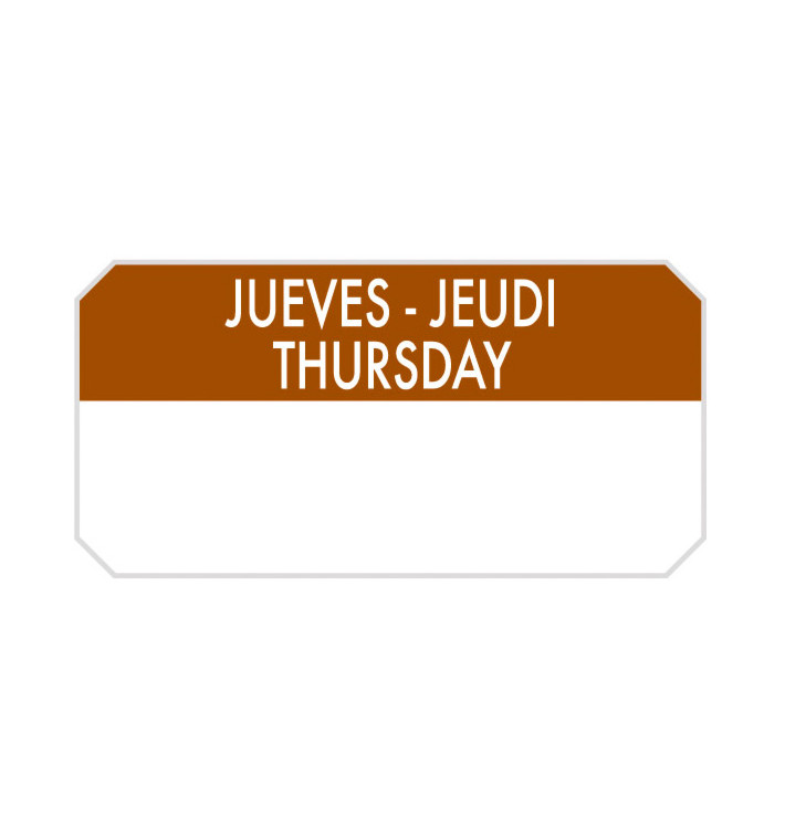 Rolo Adesivo Retangular "Thursday" 5x2,5cm (1.000 Uds)