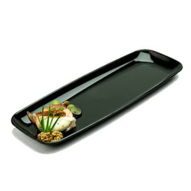 Bandeja Plastico Rigido Retang. Preto 17x45cm (25 Uds)