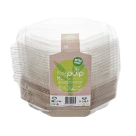 Embalagem Cana-de-açúcar Octogonal com tampas 830 ml 23x23cm (15 Uds)