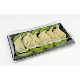 Bandeja Plastico Preto com Tampa 12x16cm (50 Uds)