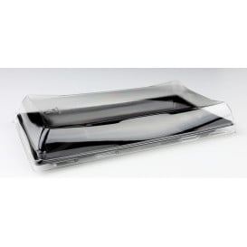 Bandeja Plastico Preto com Tampa 12x16cm (50 Uds)