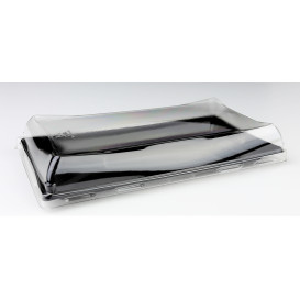 Bandeja Plastico Preto com Tampa 12x16cm (300 Uds)