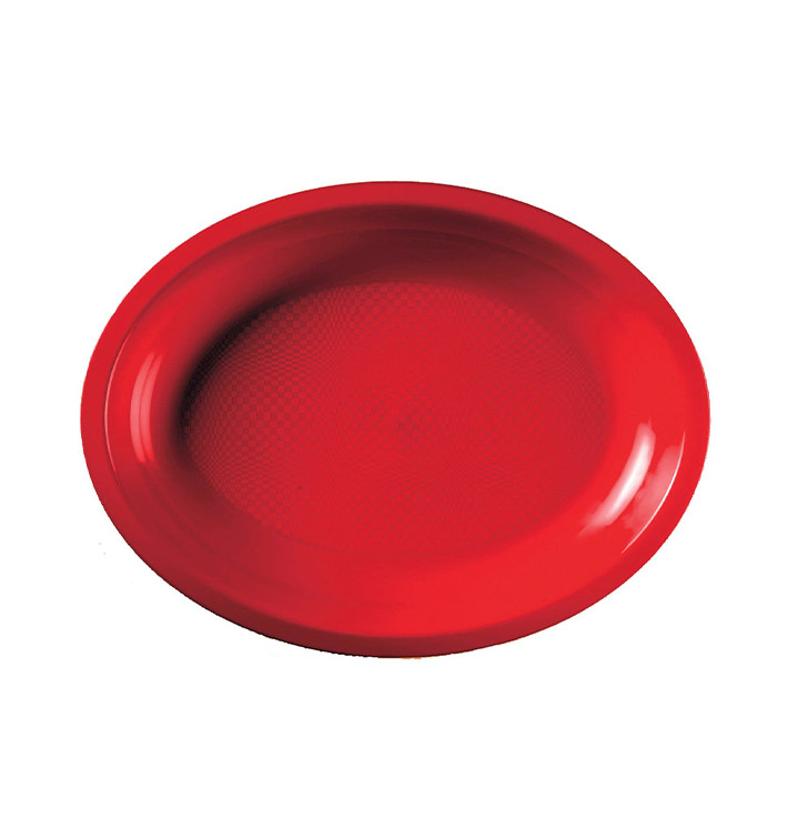 Bandeja de Plastico Oval Vermelho Round PP 255x190mm (600 Uds)