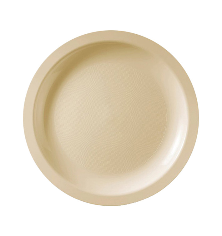 Prato Plastico Raso Creme Round PP Ø185mm (600 Uds)