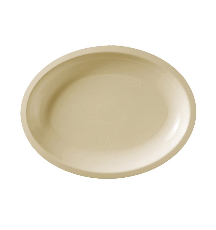 Bandeja de Plastico Oval Creme Round PP 255x190mm (600 Uds)