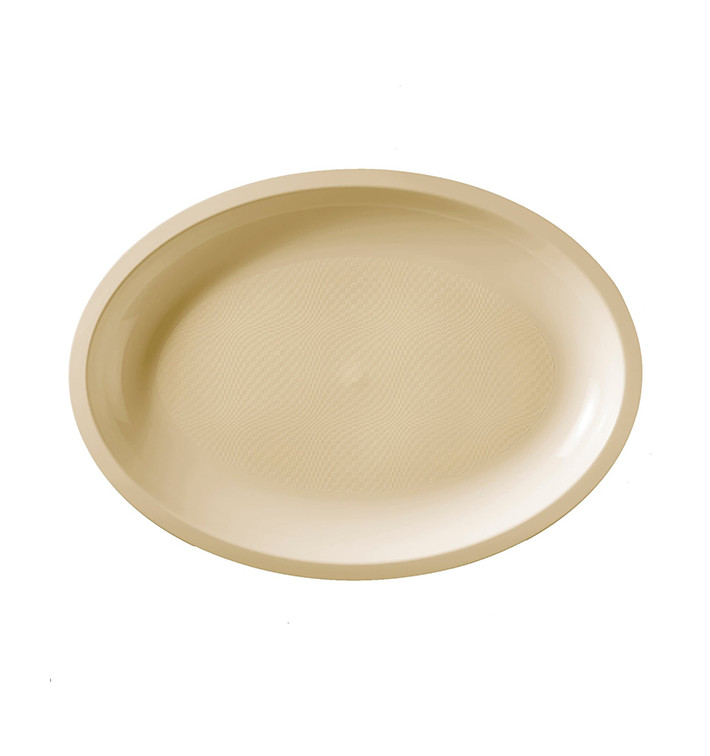 Bandeja de Plastico Oval Creme Round PP 315x220mm (25 Uds)