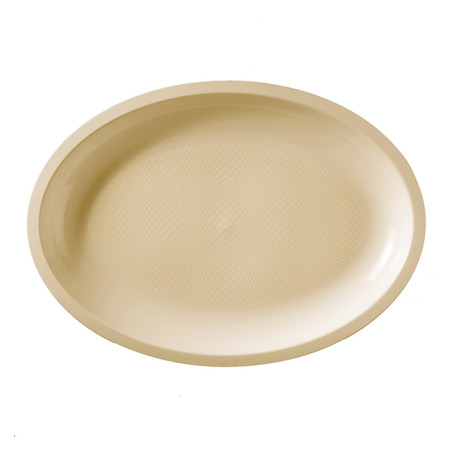 Bandeja Dura Reutilizável Oval Creme "Round" PP 31,5x22cm (25 Uds)