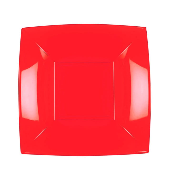 Prato Plastico Fundo Vermelho Nice PP 180mm (25 Uds)