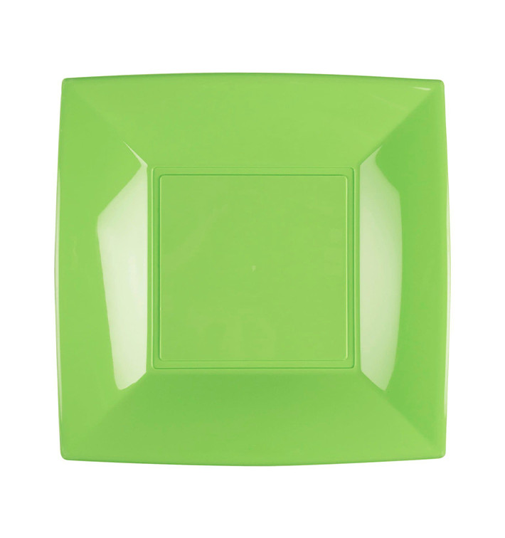 Prato Plastico Raso Verde Limão Nice PP 230mm (300 Uds)