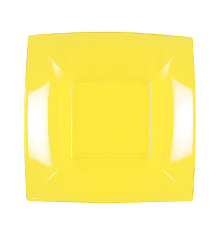 Prato Plastico Fundo Amarelo Nice PP 180mm (25 Uds)