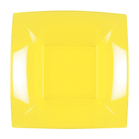 Prato Duro Reutilizável Fundo Amarelo "Nice" PP 18cm (25 Uds)