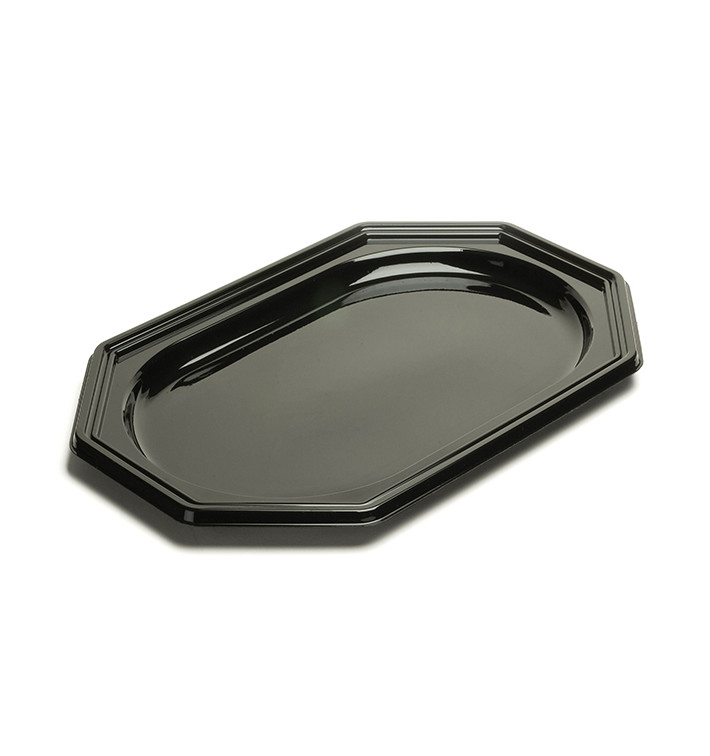 Bandeja Plastico Luxo Octog. Preto 36x24 cm (50 Uds)