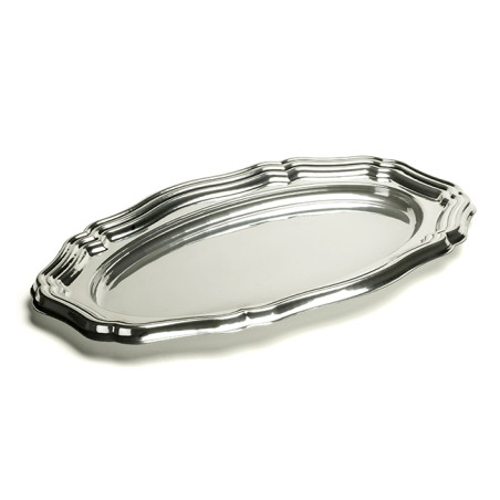 Bandeja Plastico Luxo Oval Prata 40x27 cm (50 Uds)