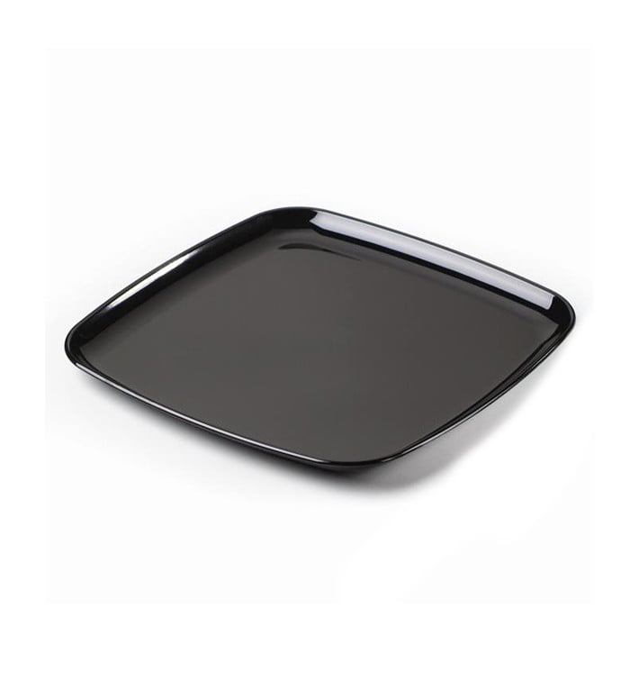 Bandeja Plastico Rigido Quadrada Preto 27x27cm (25 Uds)