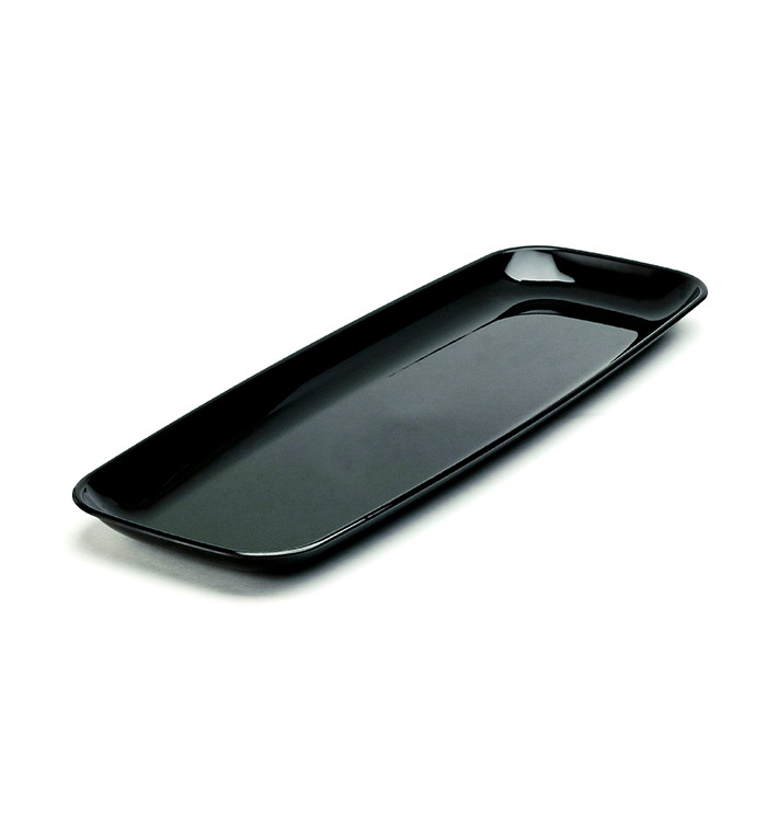 Bandeja Plastico Rigido Retang. Preto 17x45cm (25 Uds)