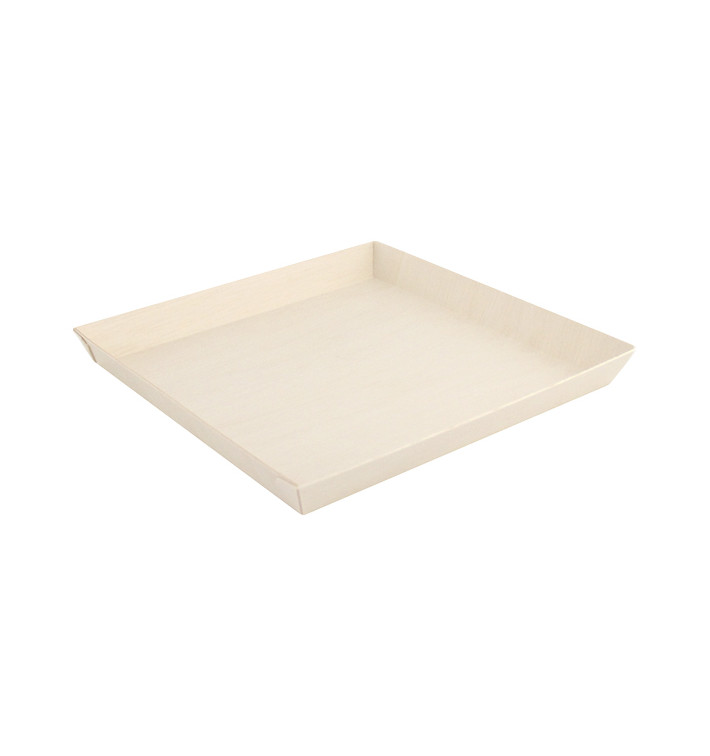 Prato Quadrado de Madeira 23x23x2,5cm 1250ml (25 Uds)