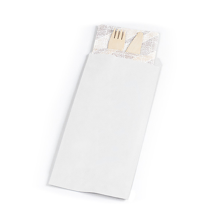 Envelopes de Talheres Branco 9x24cm (125 Uds)