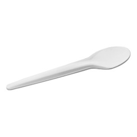 Mini Colher em Papel Branco 13cm (50 Uds)