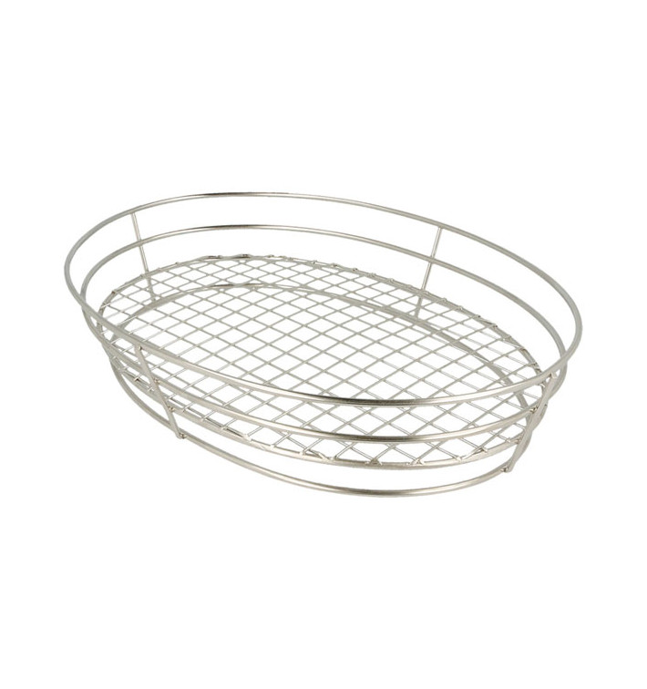 Cesta Oval en Aço Prata 280x205x57mm (1 Ud)