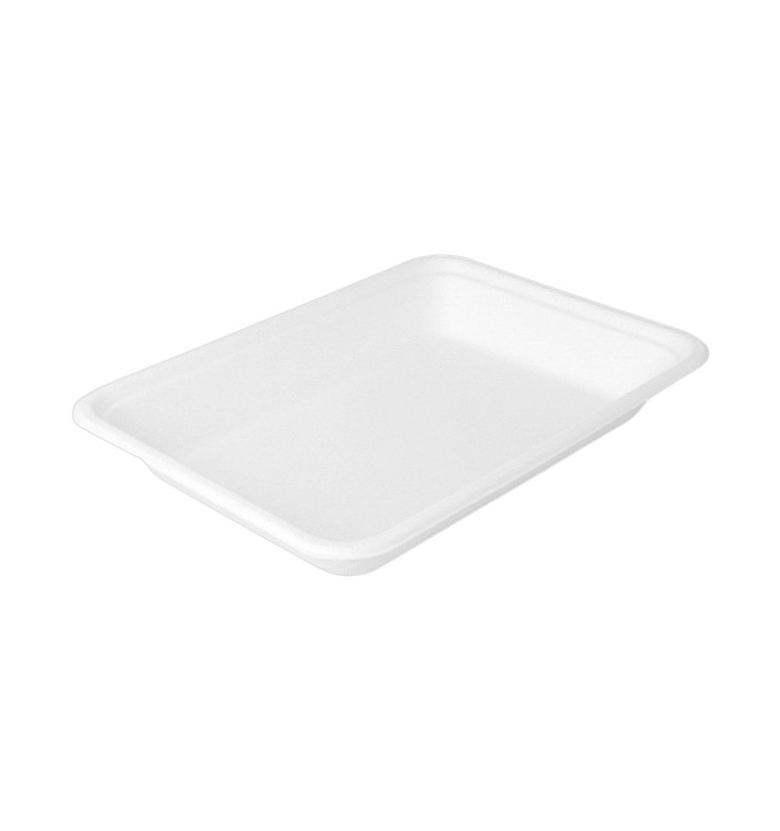 Bandeja Bio da cana-de-açúcar Branco 196x147x27mm  (50 Uds)