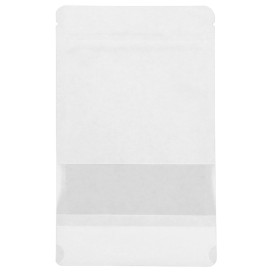 Saco DoyPack Fecho Zip e Janela Branco 20+10x30cm (50 Uds)