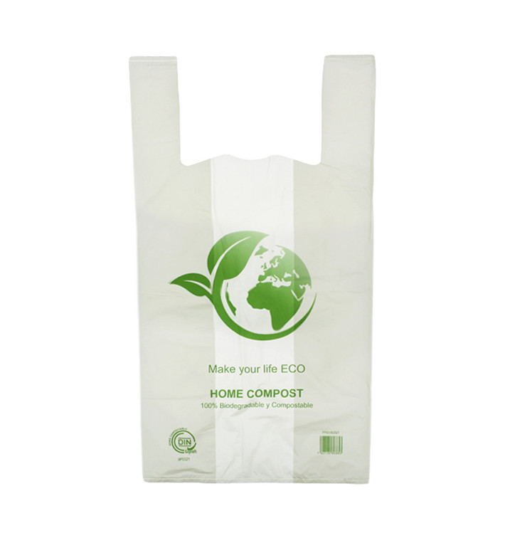 Saco Plastico Alça Bio Home Compost 55x60 cm (100 Uds)