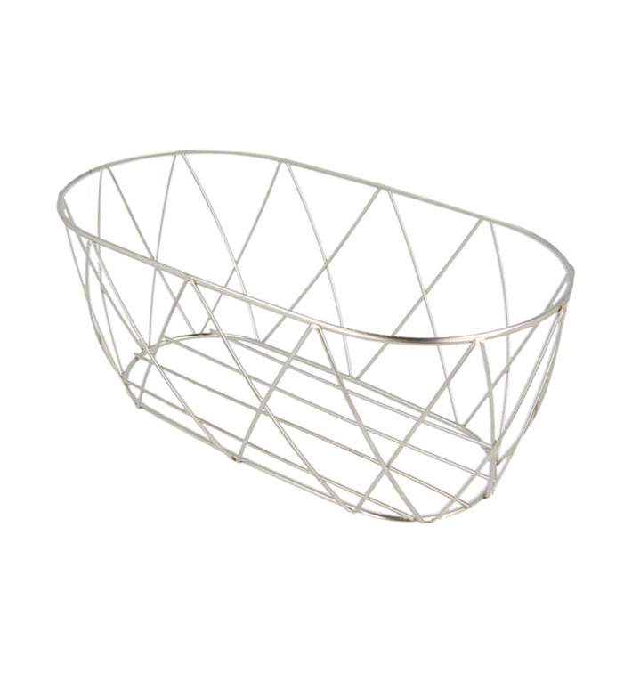 Cesta Oval en Aço Prata 255x127x102mm (1 Ud)